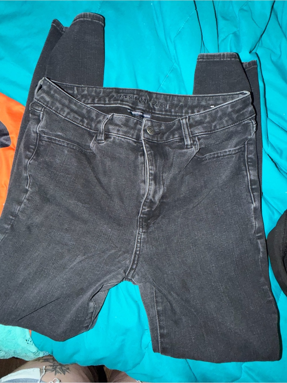 American Eagle Outfitters Women's Washed Black Skinny Jeans